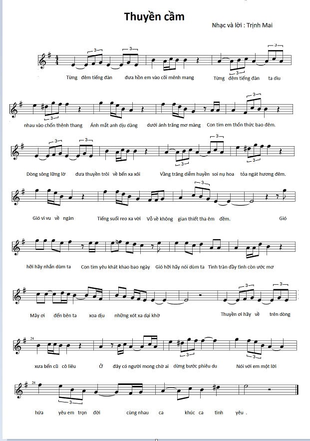 Sheet nhạc Thuyền cầm - Trang 1