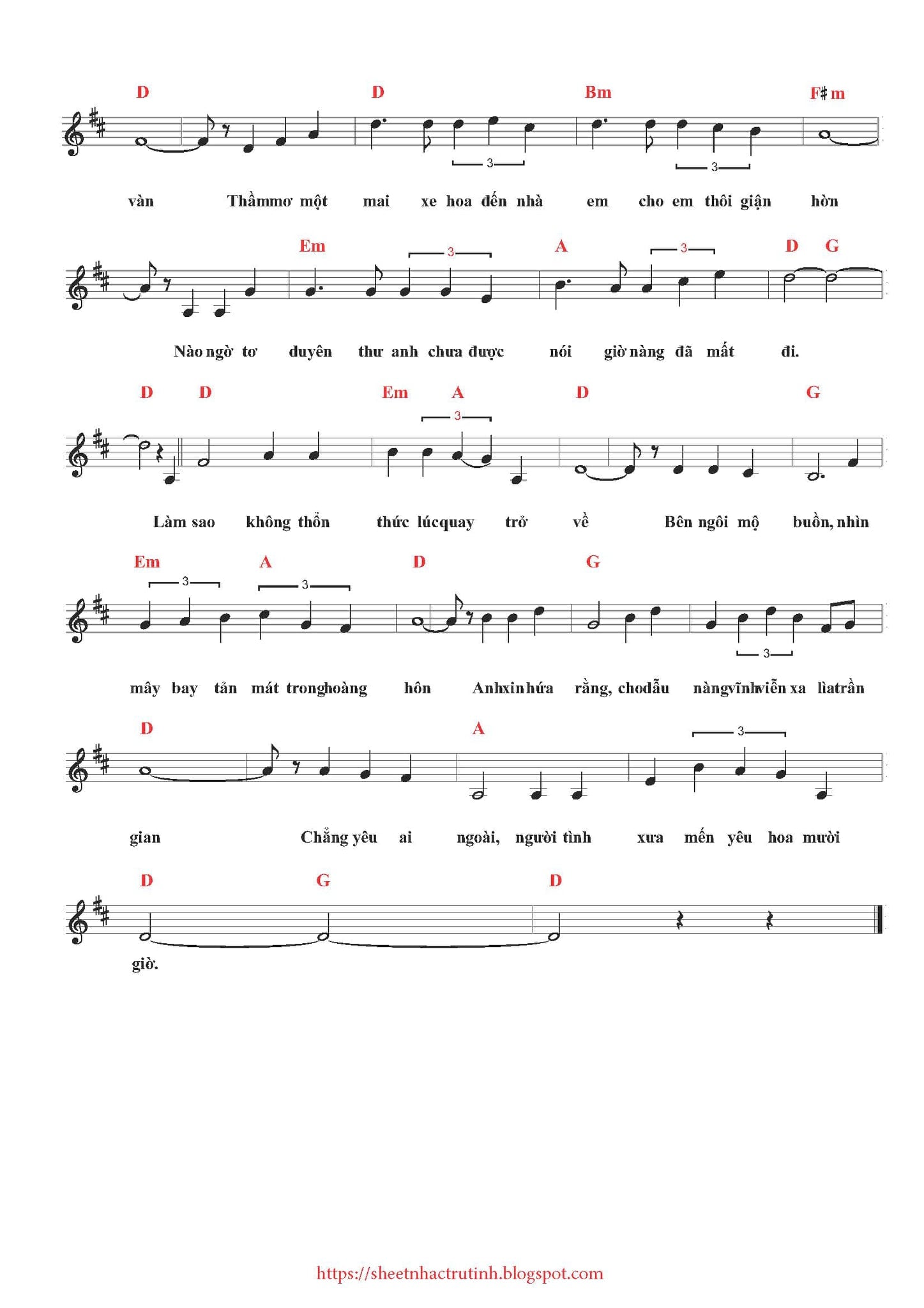 Sheet nhạc Chuyện tình hoa mười giờ - Trang 6