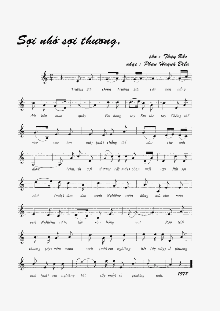 Sheet nhạc Sợi nhớ sợi thương - Trang 1