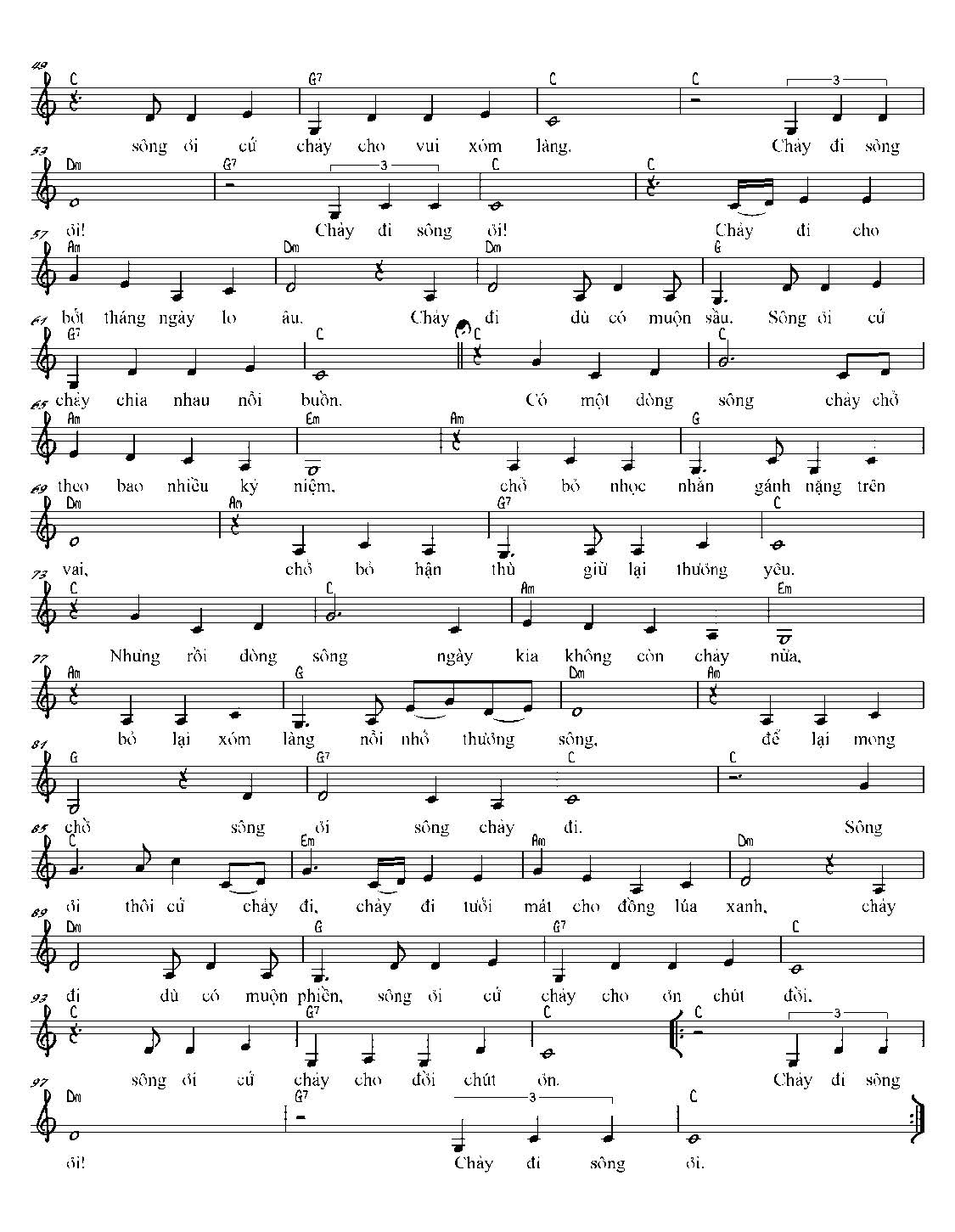 Sheet nhạc Sông ơi chảy đi - Trang 2