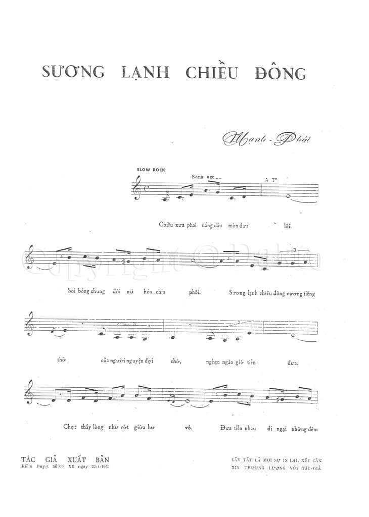 Sheet nhạc Sương lạnh chiều đông - Trang 5