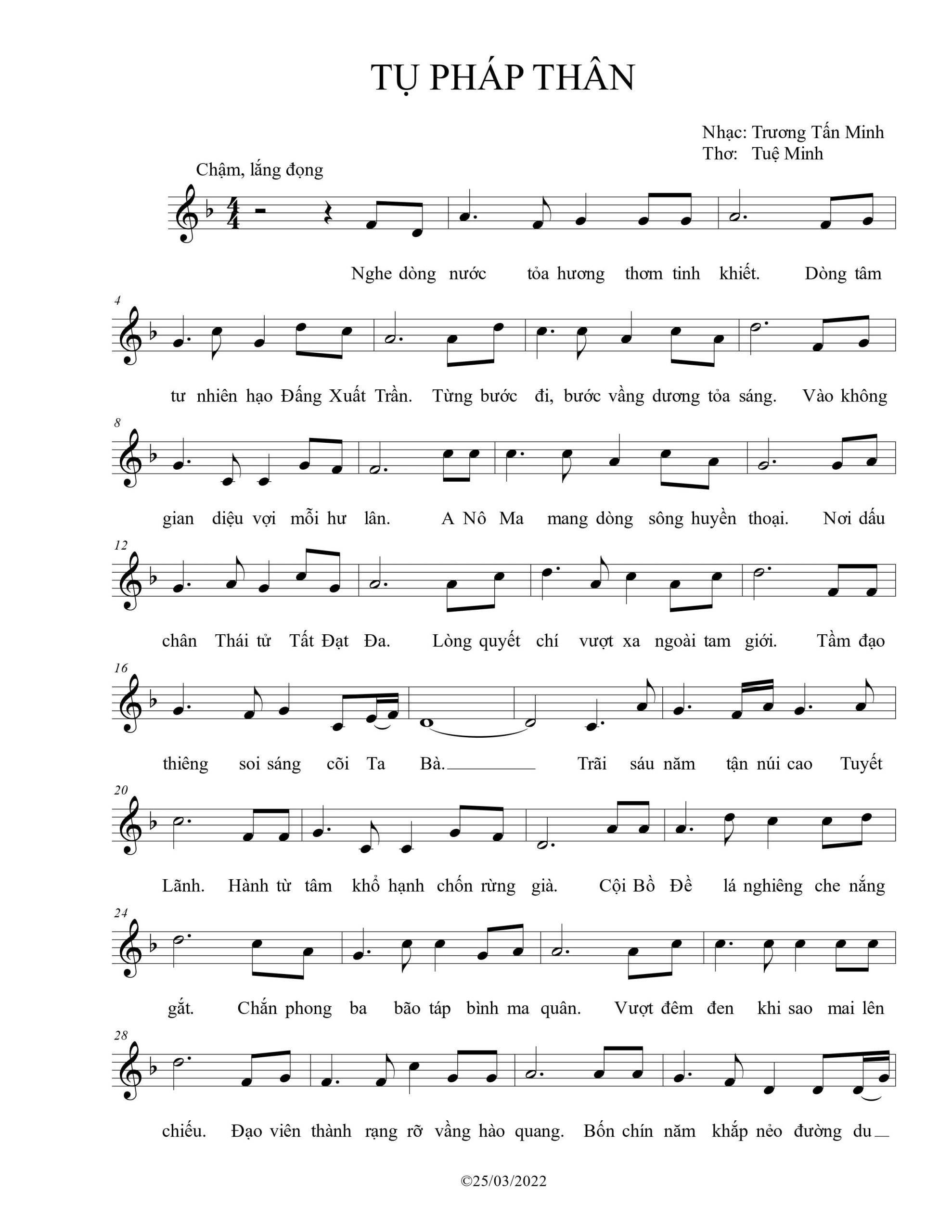 Sheet nhạc Tự pháp thân - Trang 1