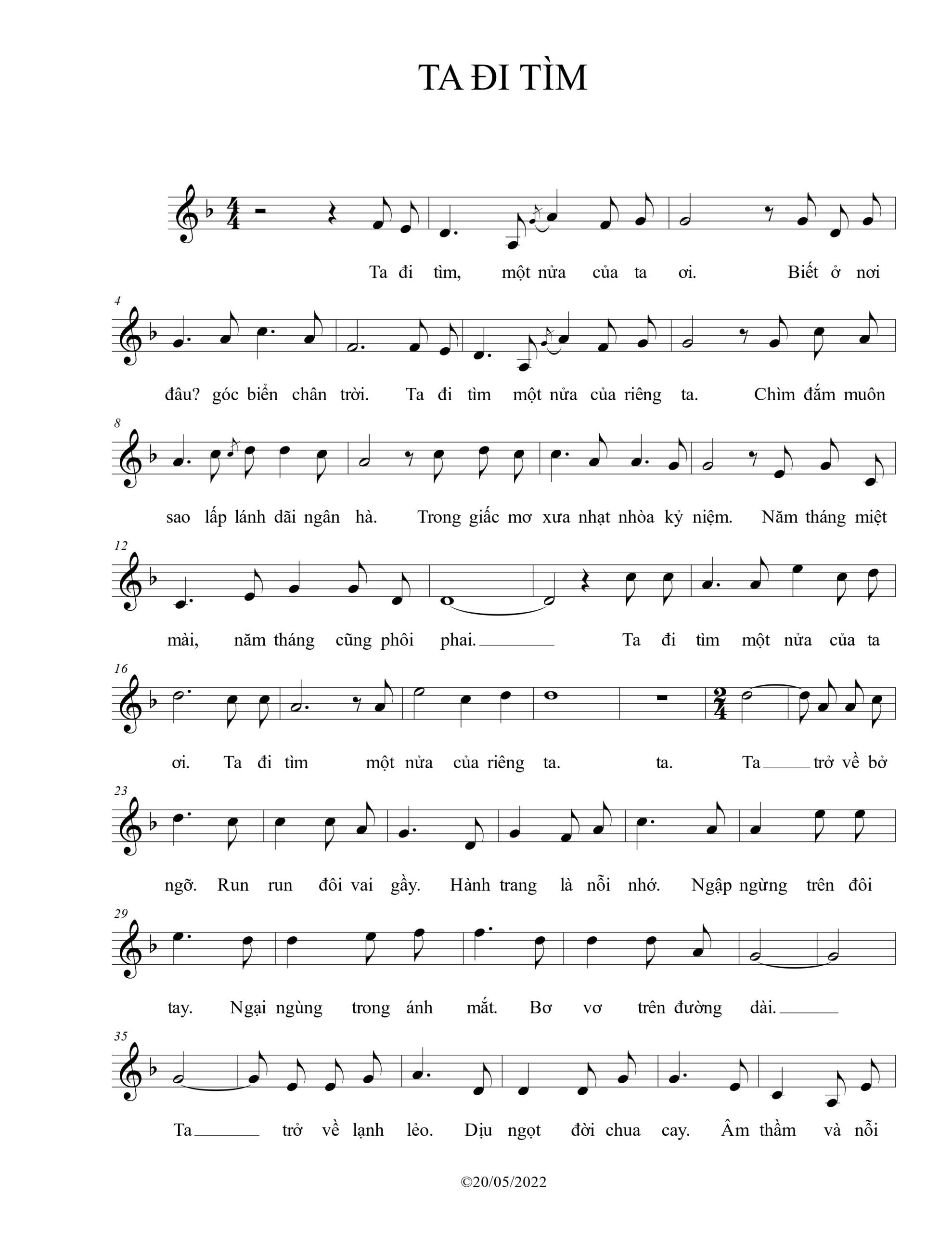 Sheet nhạc Ta đi tìm - Trang 1