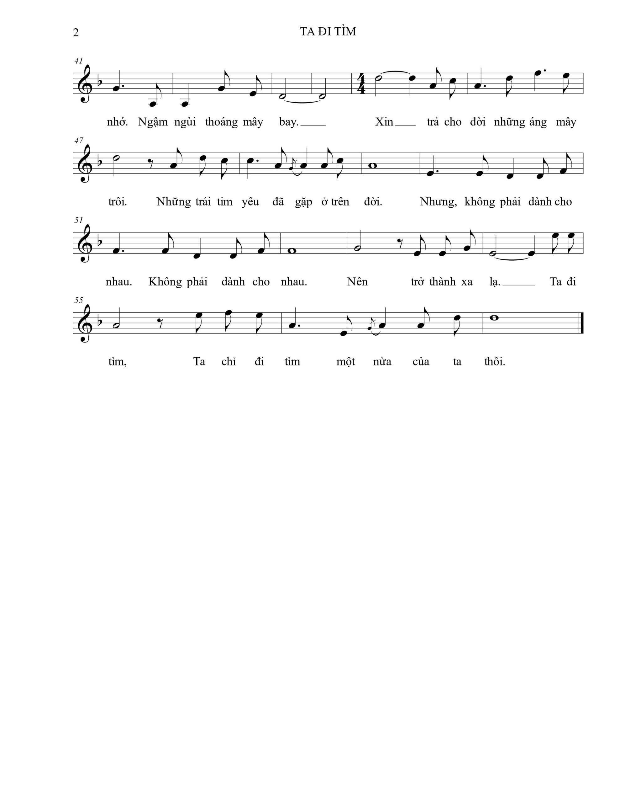 Sheet nhạc Ta đi tìm - Trang 2