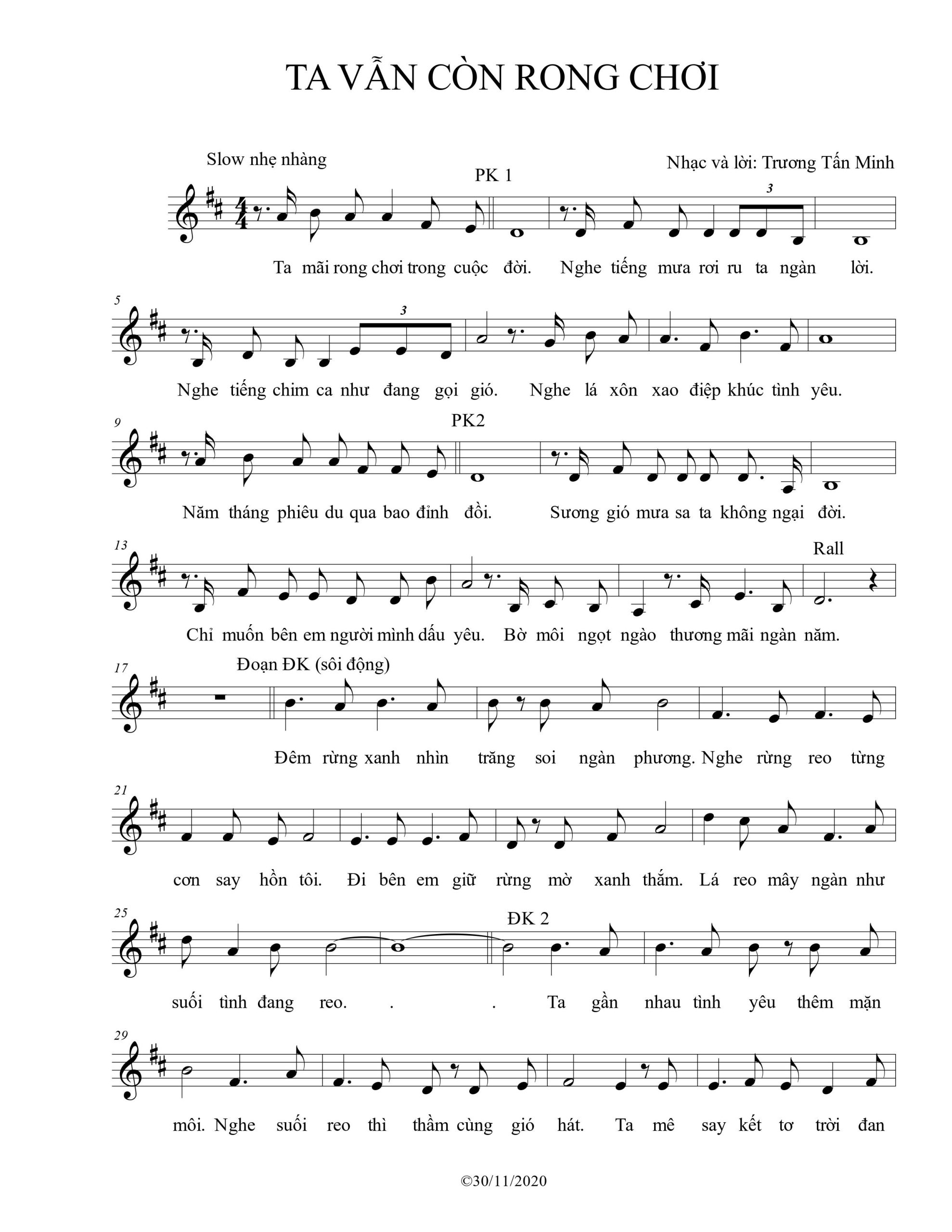 Sheet nhạc Ta vẫn còn rong chơi - Trang 1