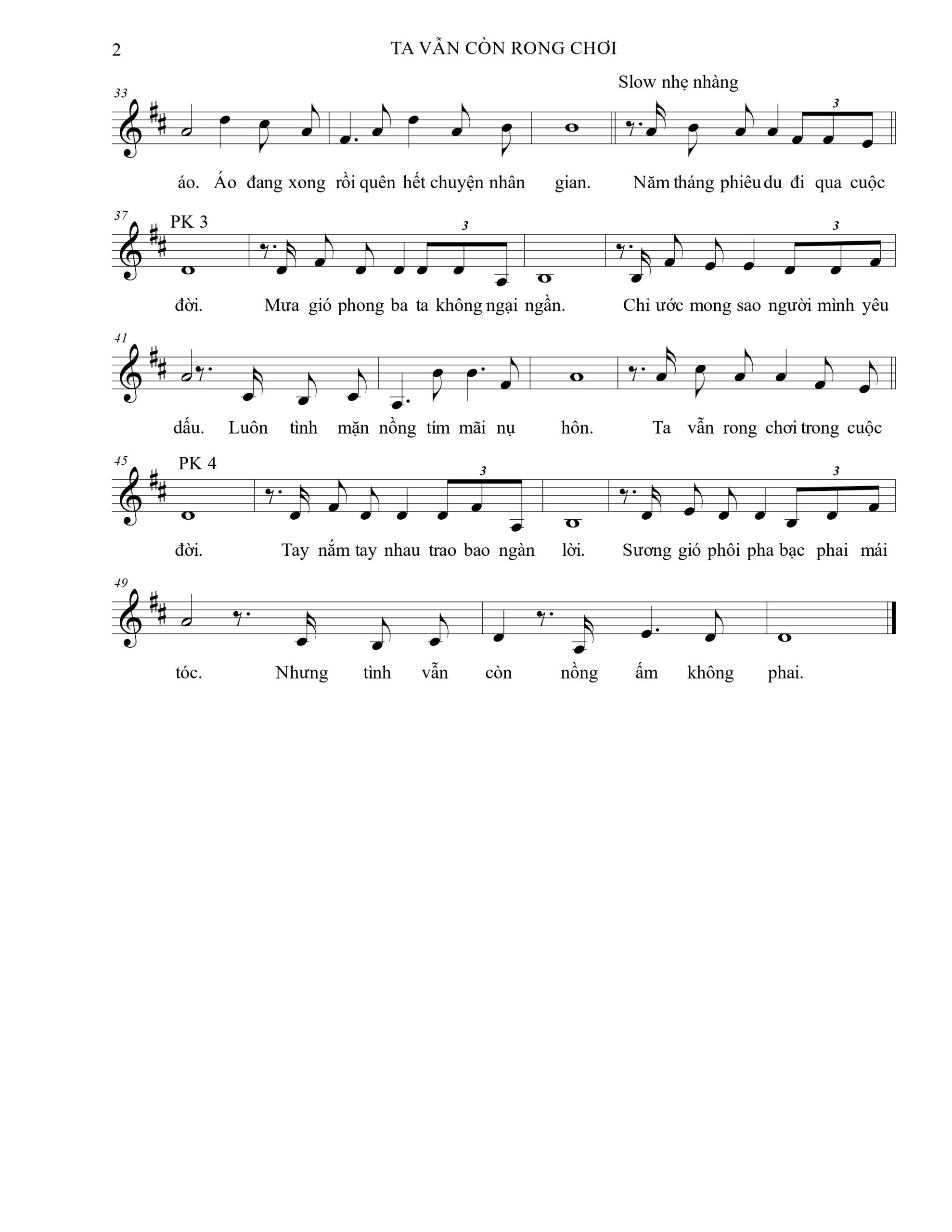 Sheet nhạc Ta vẫn còn rong chơi - Trang 2