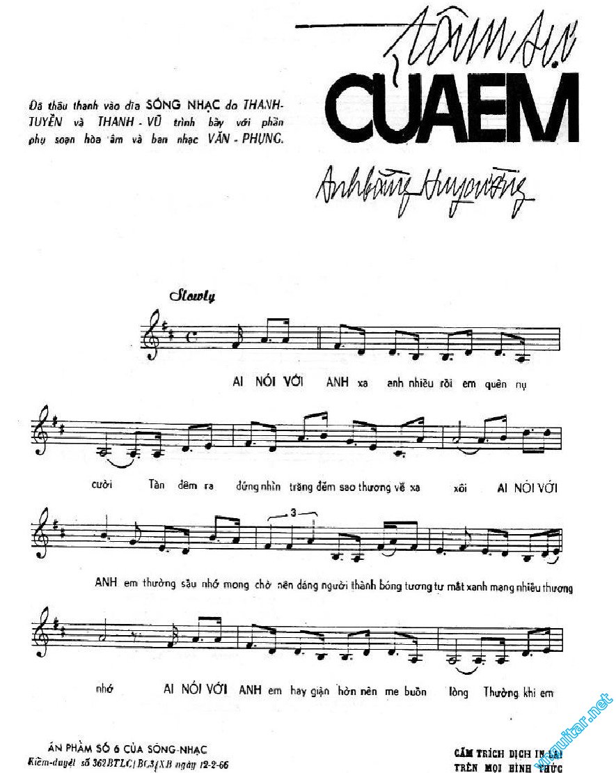 Sheet nhạc Tâm sự của em - Trang 1