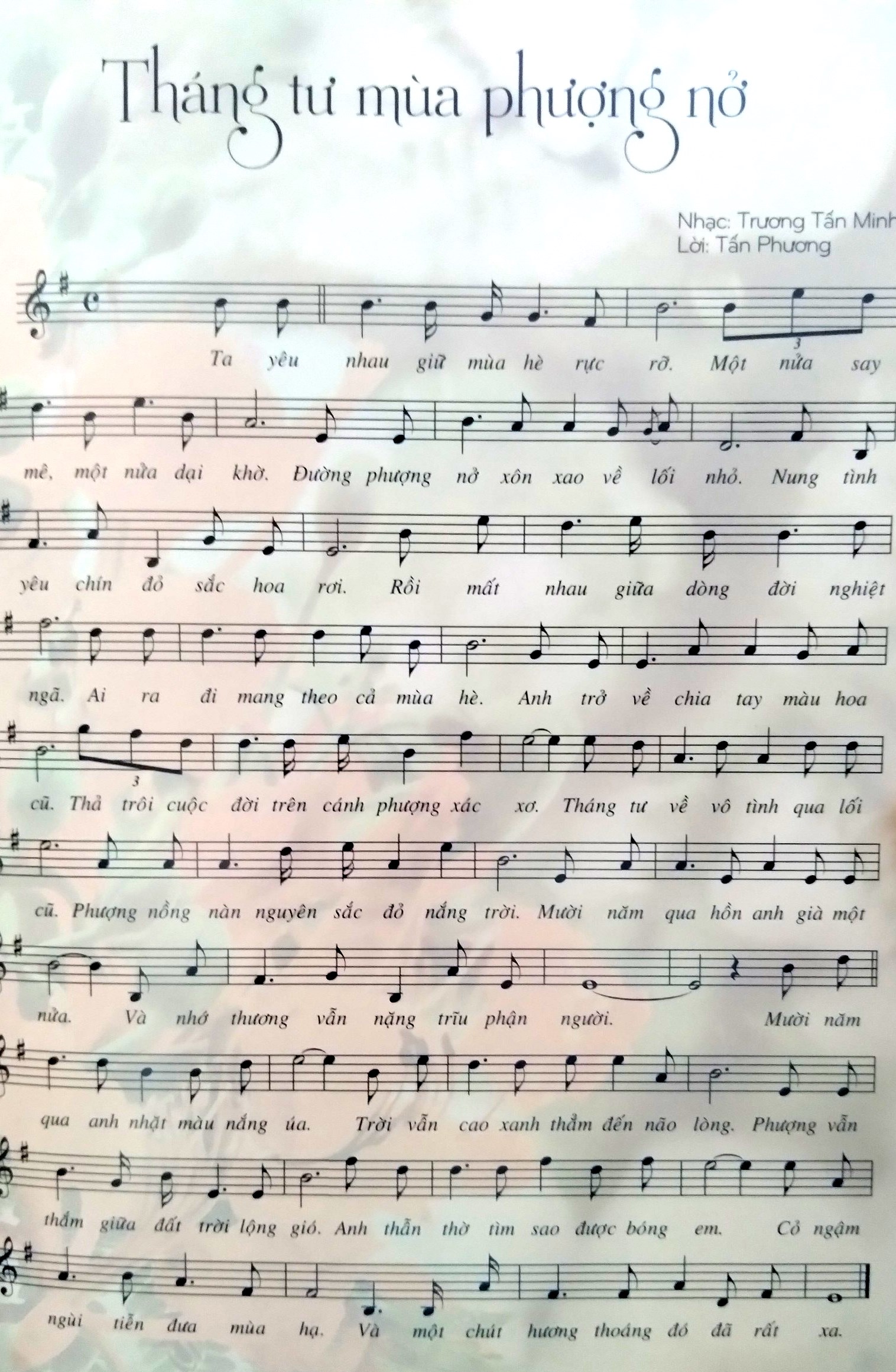 Sheet nhạc Tháng Tư mùa phượng nở - Trang 1