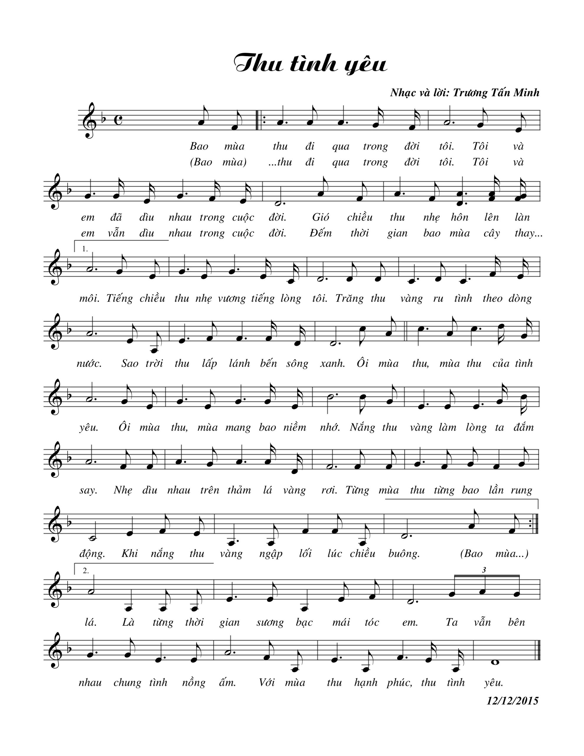 Sheet nhạc Thu tình yêu - Trang 1