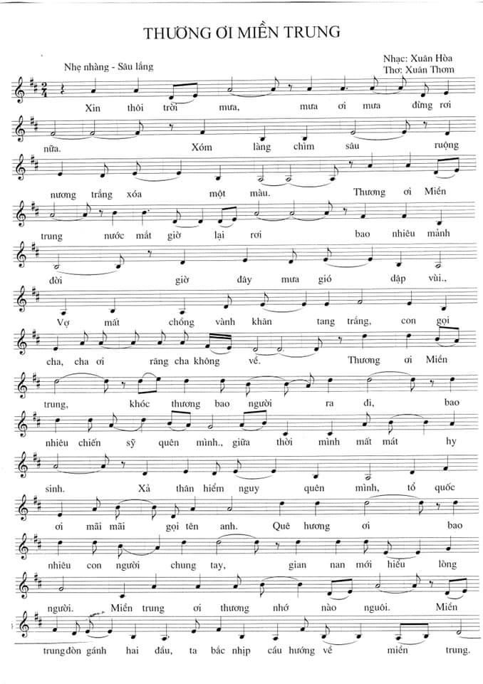 Sheet nhạc Thương ơi miền Trung - Trang 1