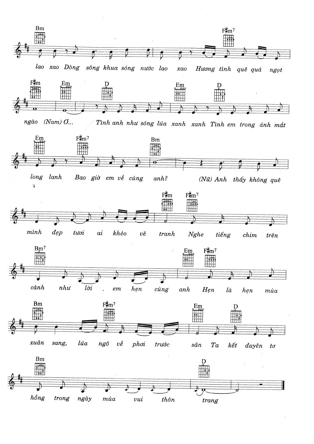 Sheet nhạc Tình quê mùa hẹn - Trang 2
