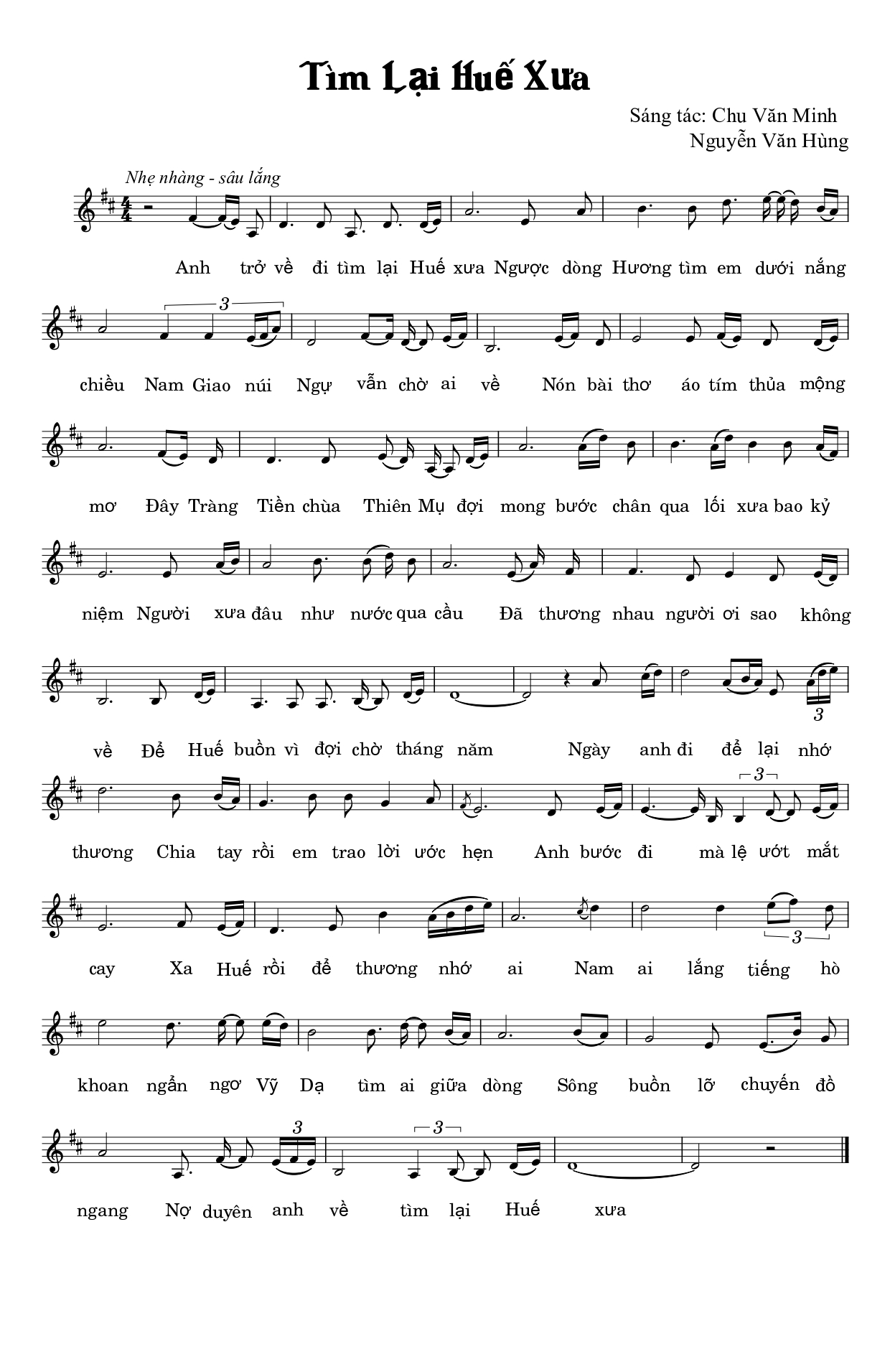 Sheet nhạc Tìm lại Huế xưa - Trang 1