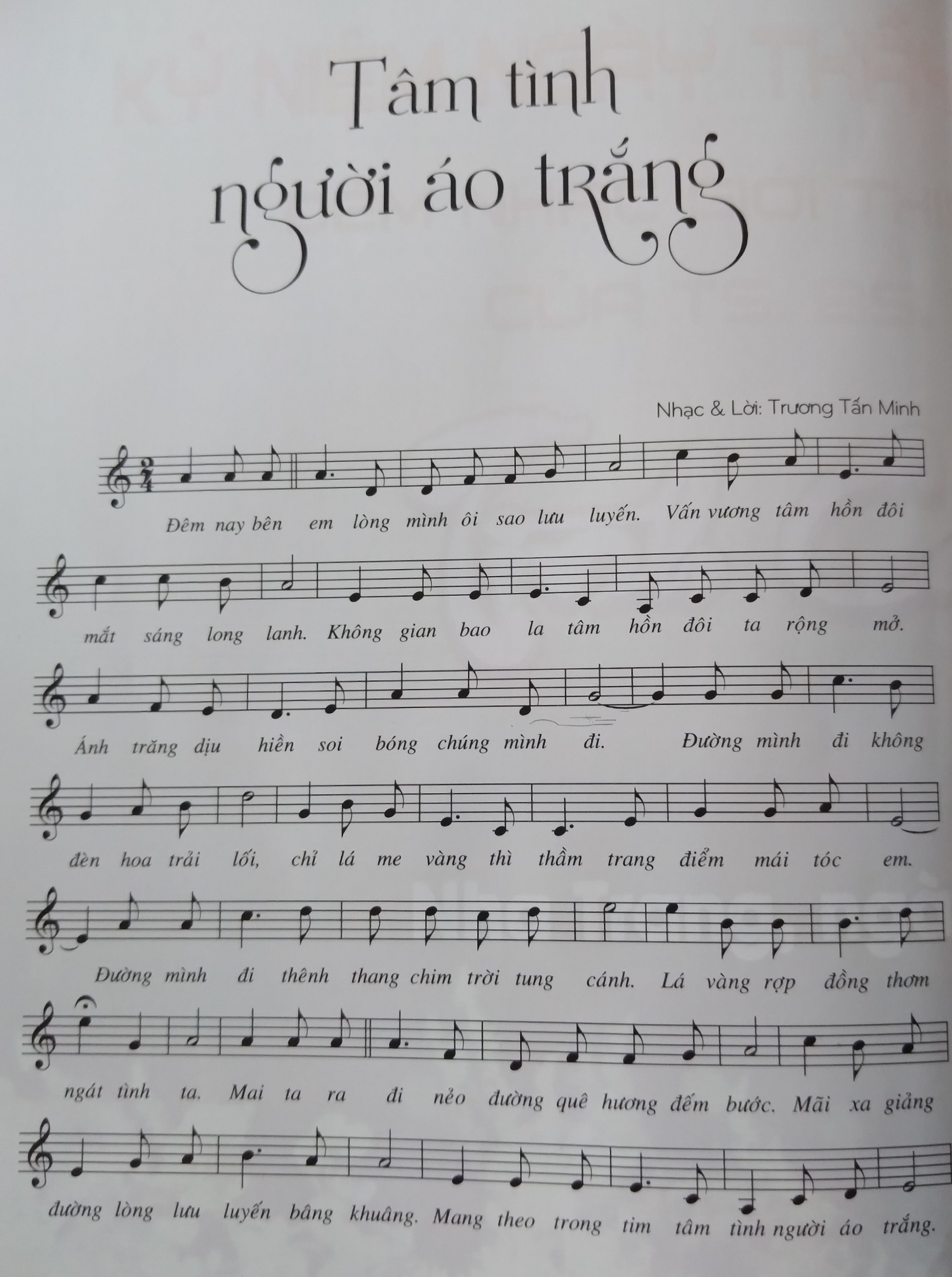Sheet nhạc Tâm tình người áo trắng - Trang 1