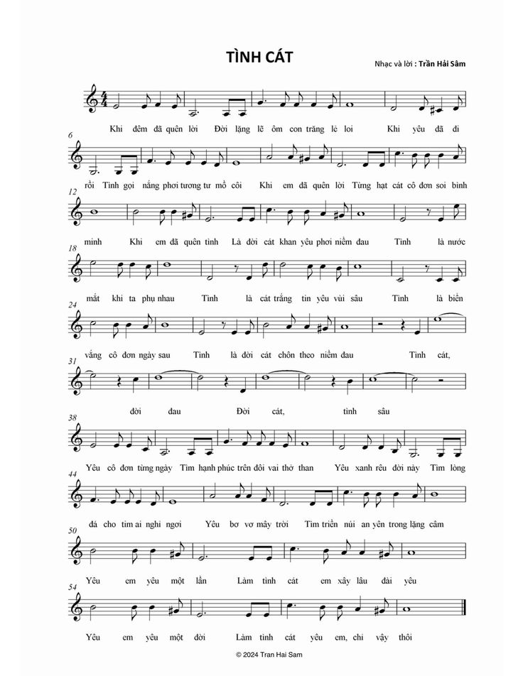 Sheet nhạc Tình cát - Trang 1