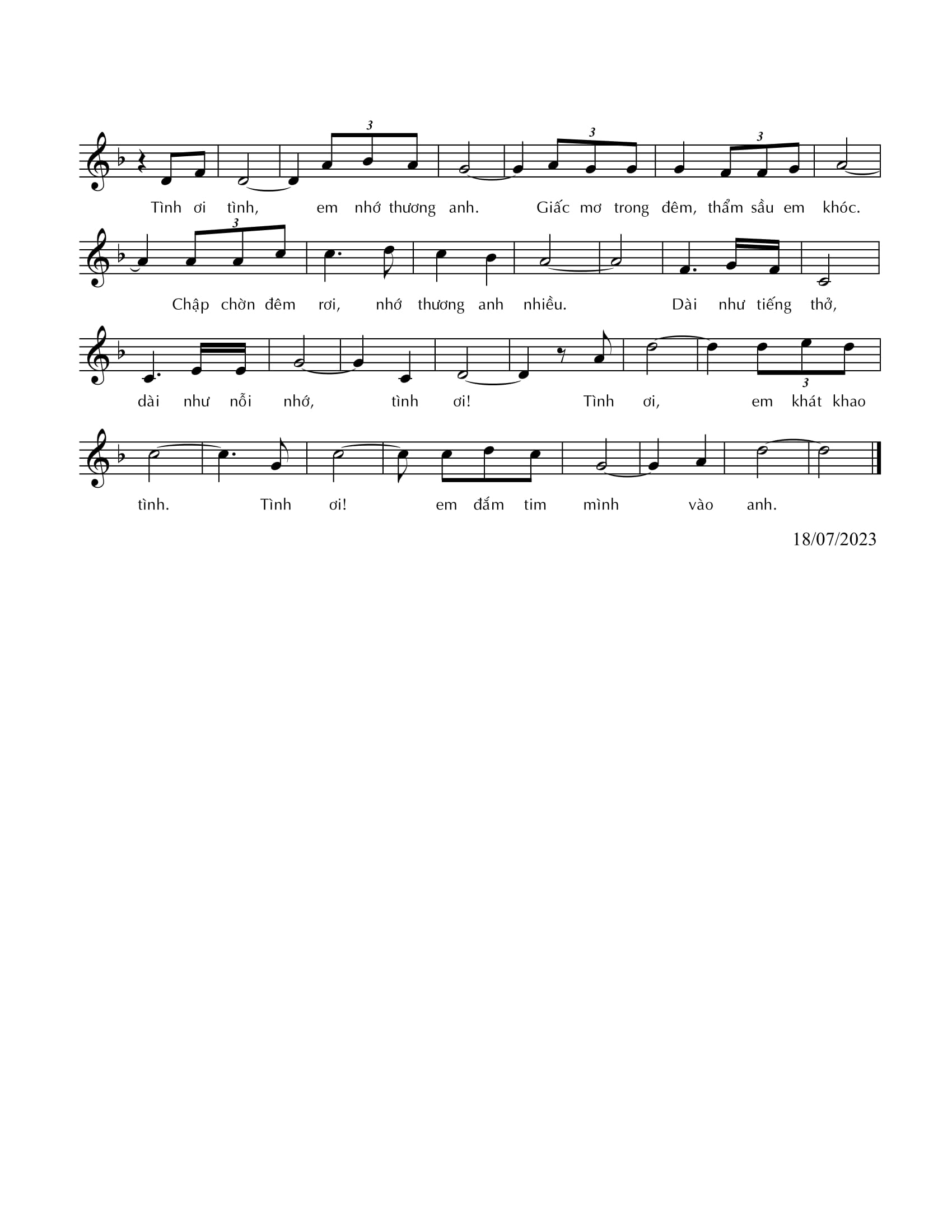 Sheet nhạc Tình ơi! Em nhớ anh - Trang 2