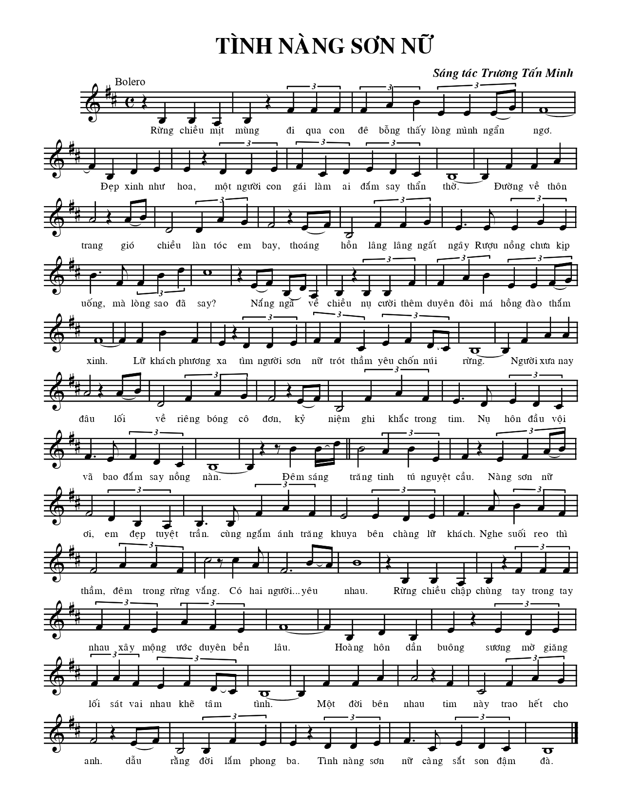 Sheet nhạc Tình nàng sơn nữ - Trang 1