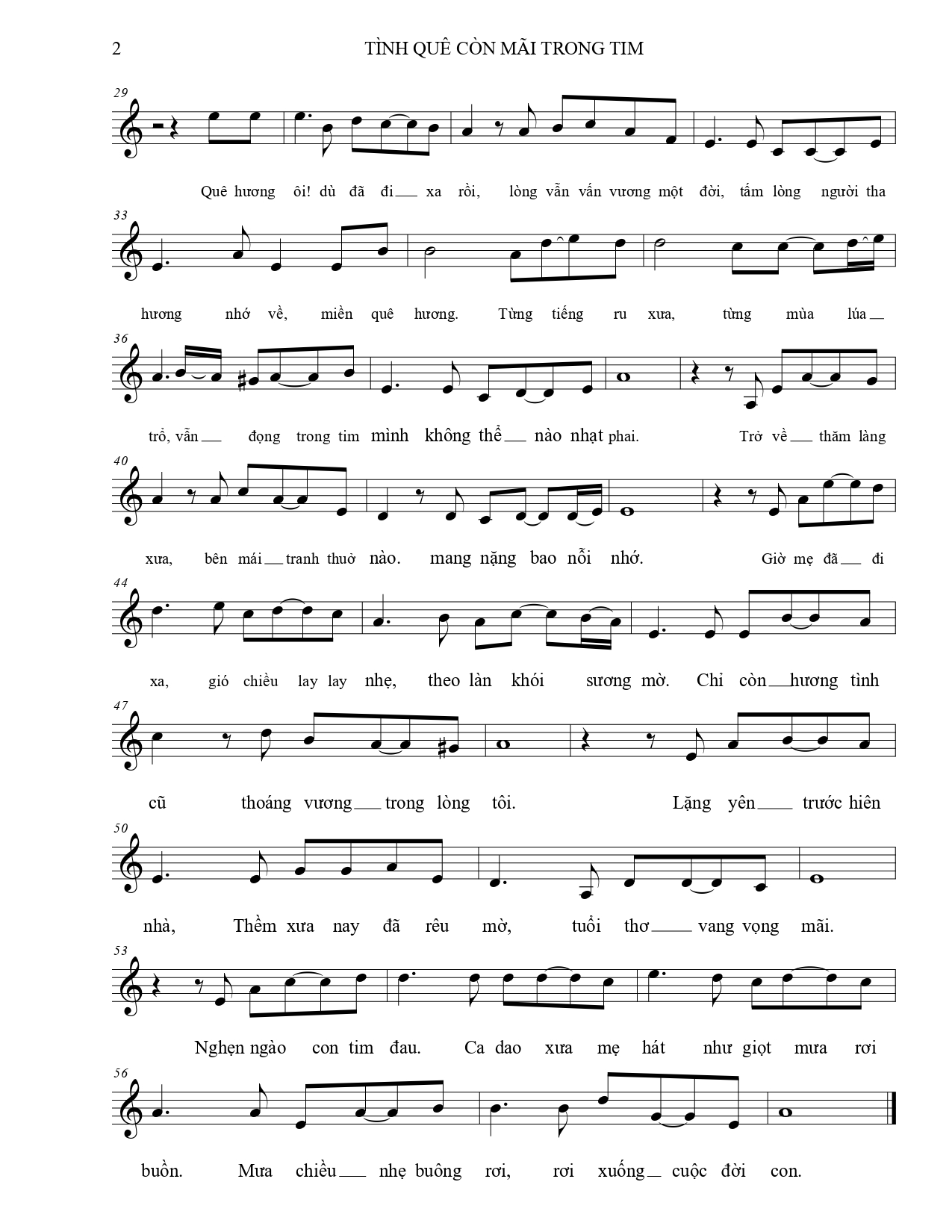 Sheet nhạc Tình quê còn mãi trong tim - Trang 2