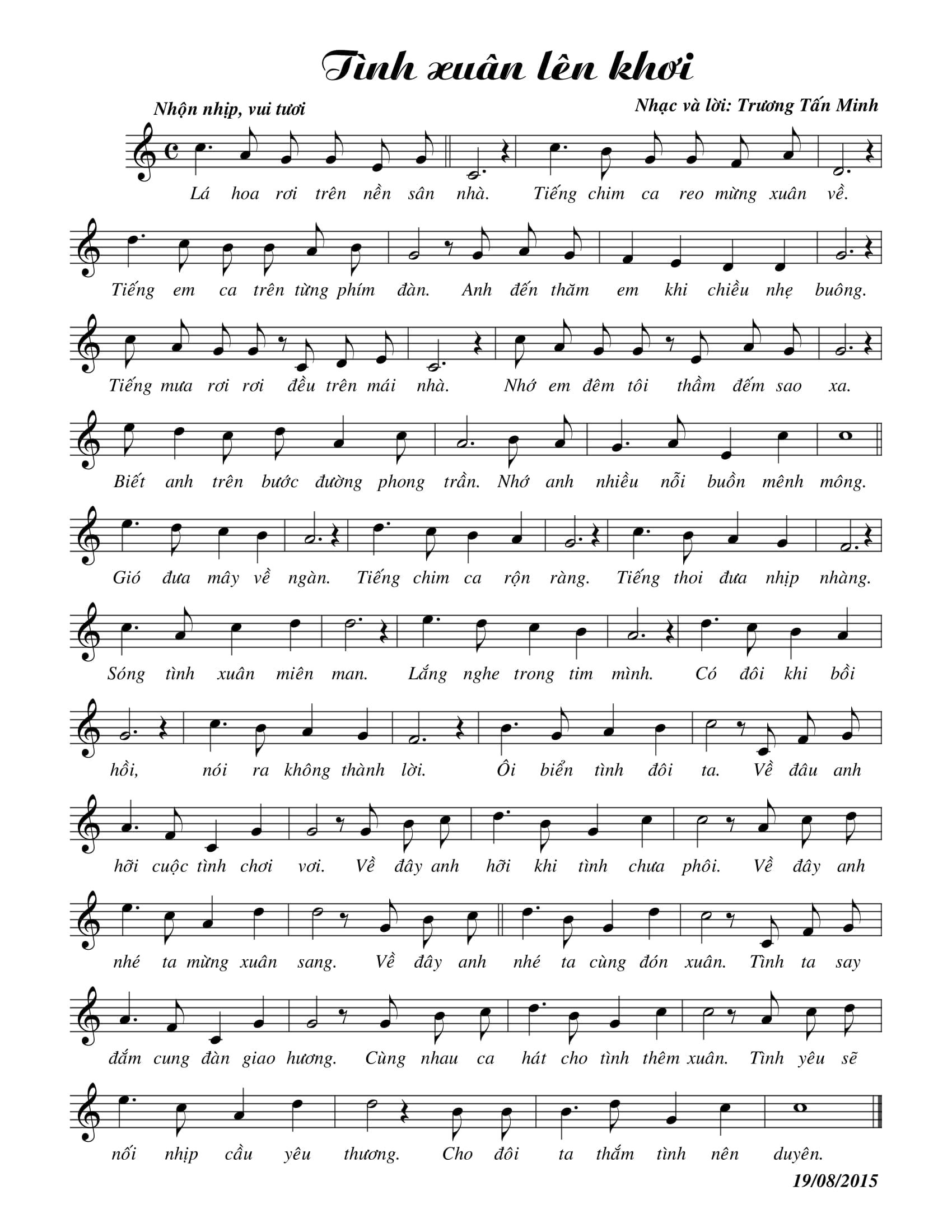 Sheet nhạc Tình xuân lên khơi - Trang 1