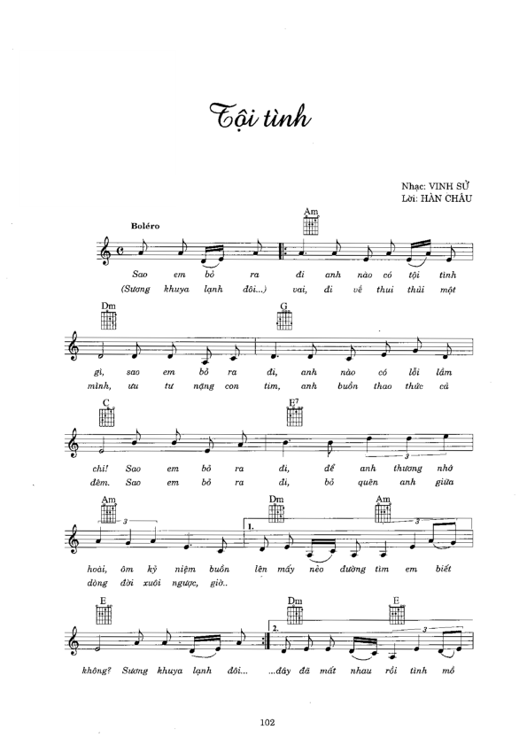 Sheet nhạc Tội tình - Trang 1