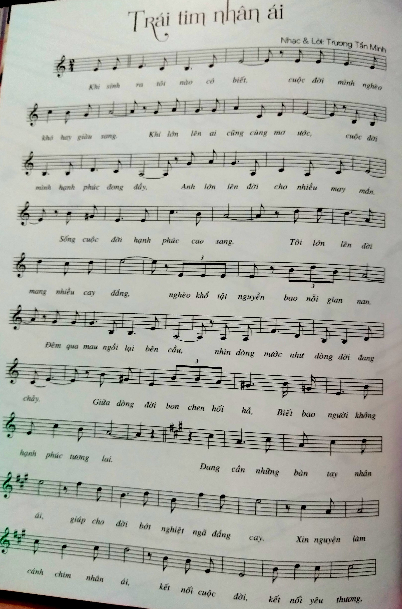 Sheet nhạc Trái tim nhân ái - Trang 1