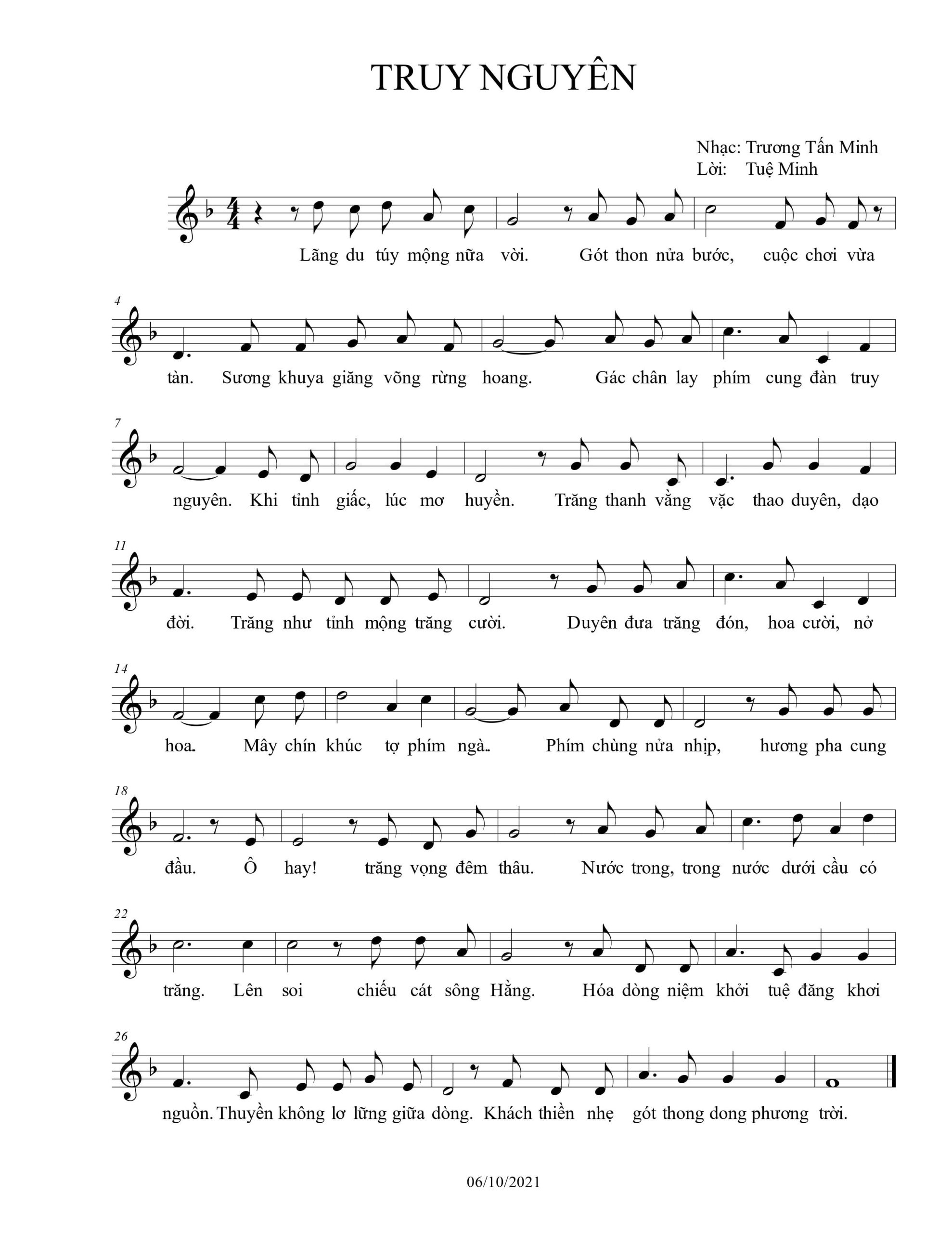 Sheet nhạc Truy nguyên - Trang 1