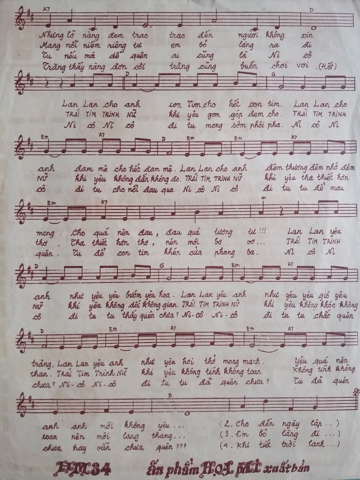 Sheet nhạc Trái tim trinh nữ - Trang 3