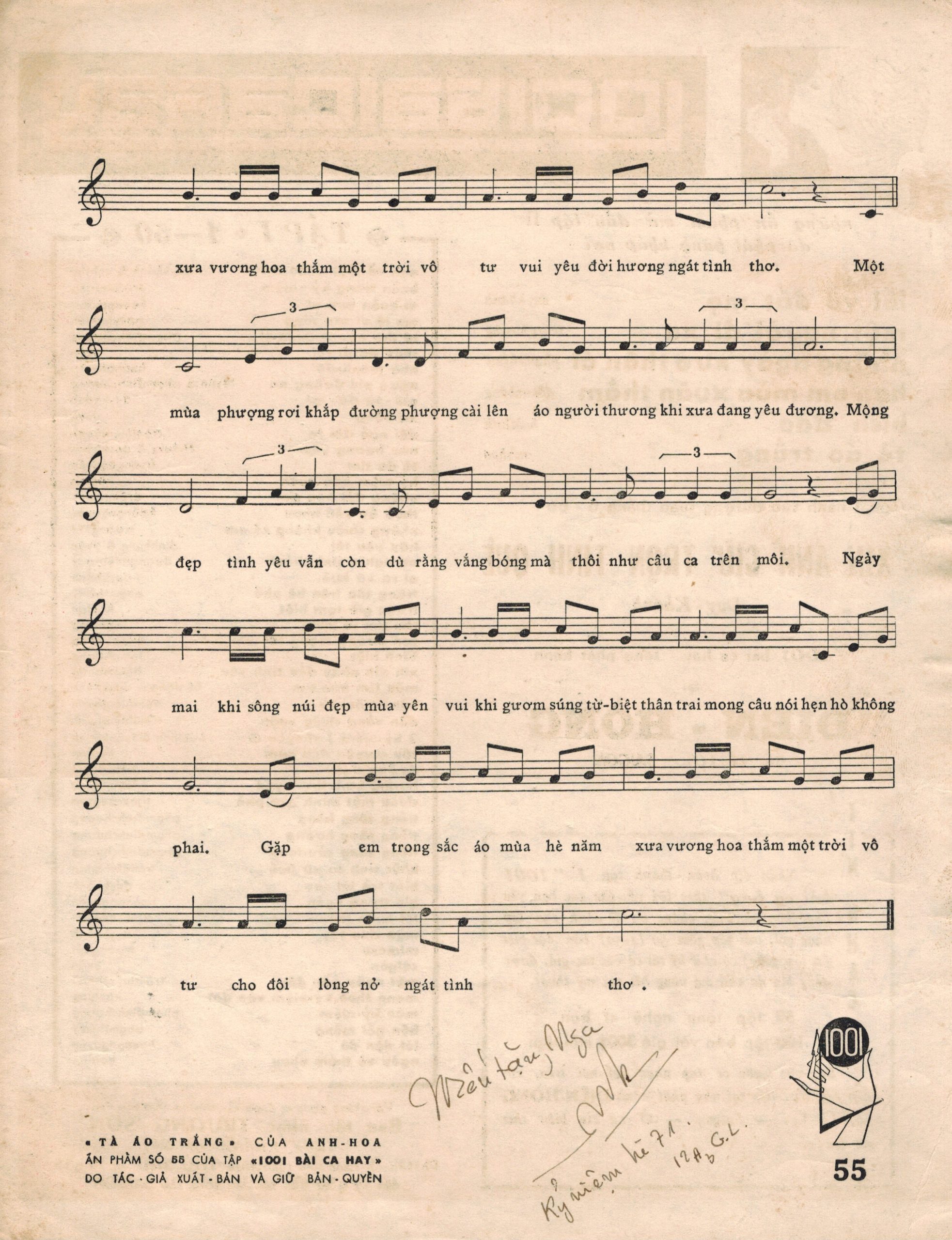 Sheet nhạc Tà áo trắng - Trang 3