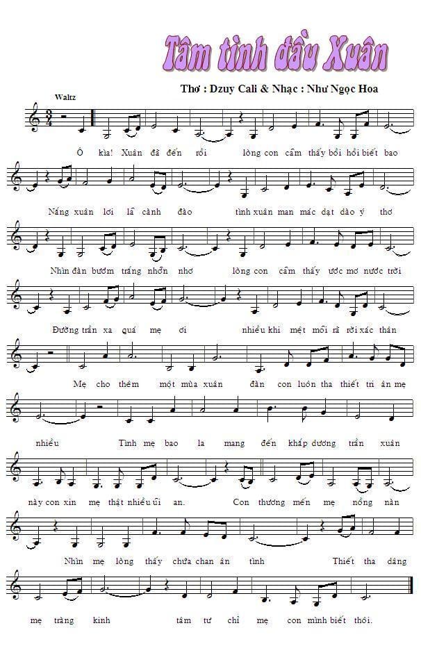 Sheet nhạc Tâm tình đầu xuân với mẹ Maria - Trang 1