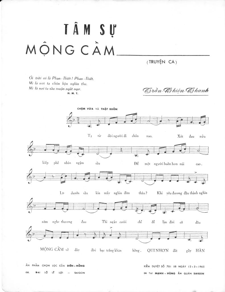 Sheet nhạc Tâm sự Mộng Cầm - Trang 2