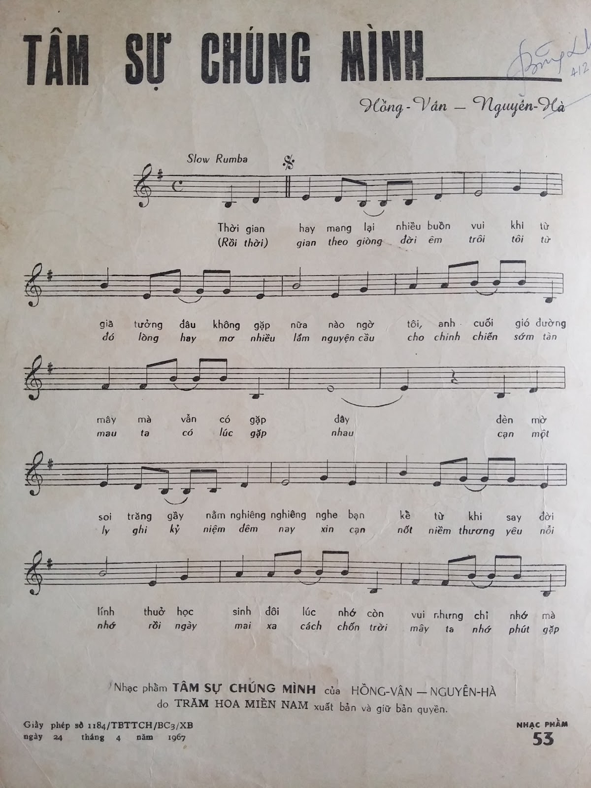 Sheet nhạc Tâm sự chúng mình - Trang 2