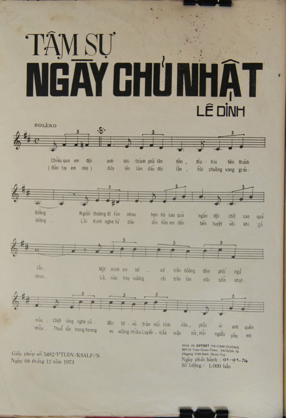 Sheet nhạc Tâm sự ngày chủ nhật - Trang 2