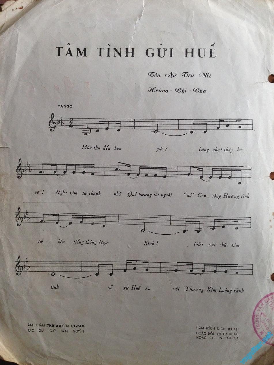 Sheet nhạc Tâm tình gửi Huế - Trang 2