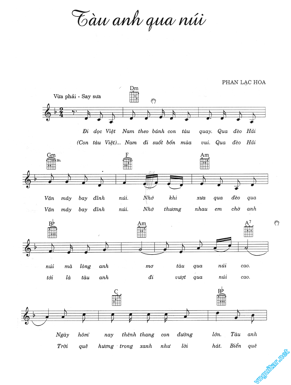 Sheet nhạc Tàu anh qua núi - Trang 1