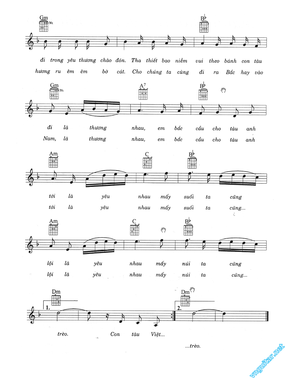 Sheet nhạc Tàu anh qua núi - Trang 2