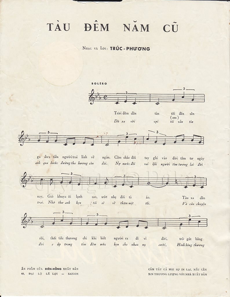 Sheet nhạc Tàu đêm năm cũ - Trang 2
