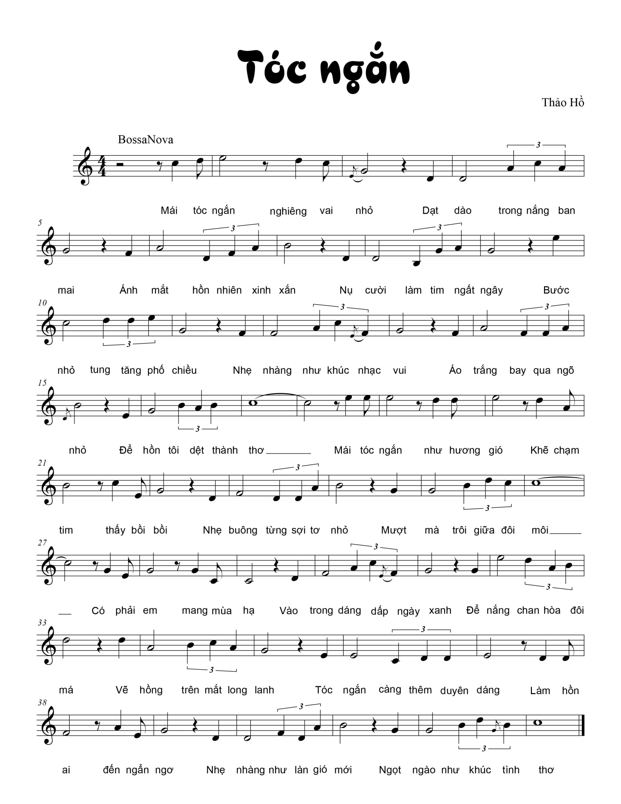 Sheet nhạc Tóc ngắn - Trang 1