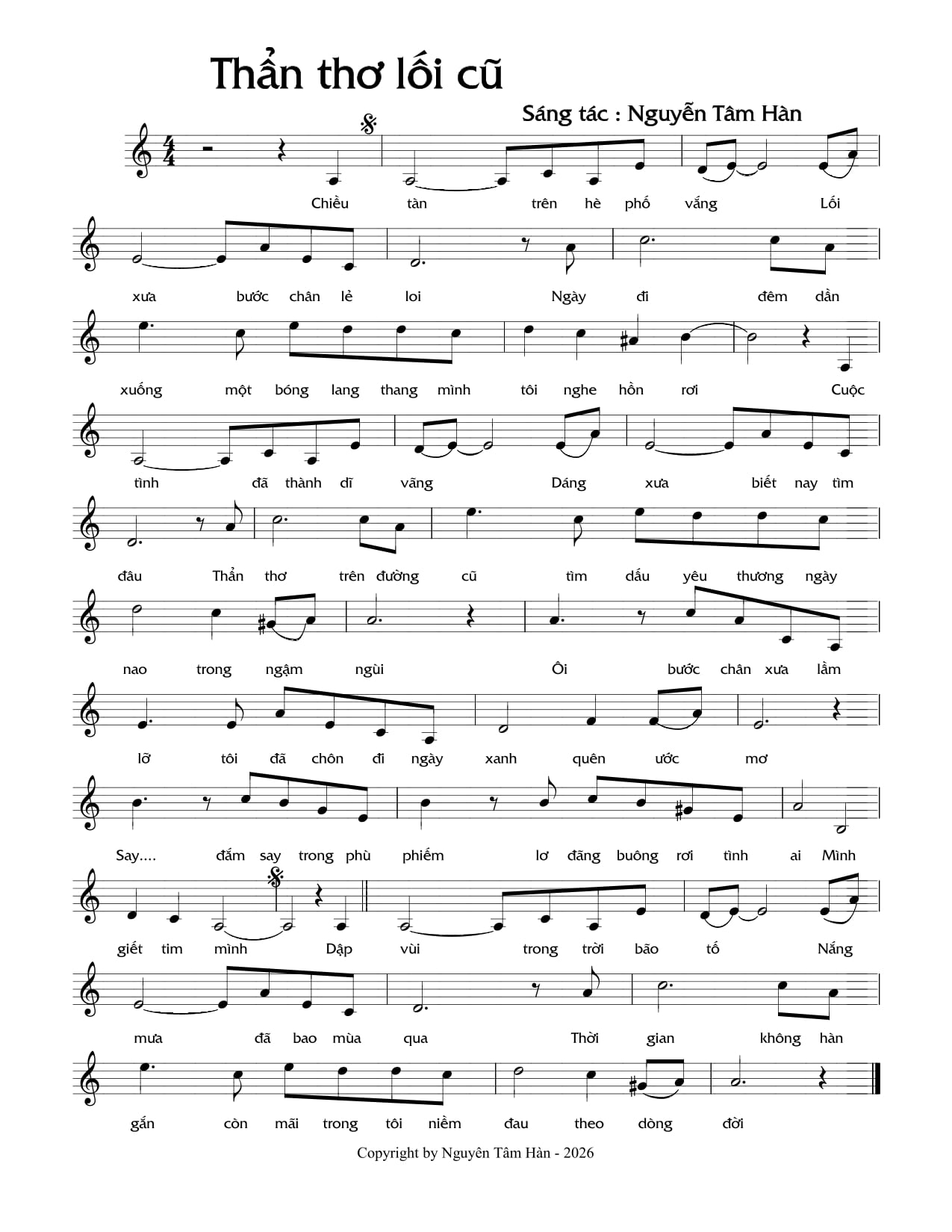 Sheet nhạc Thẩn thơ lối cũ - Trang 1