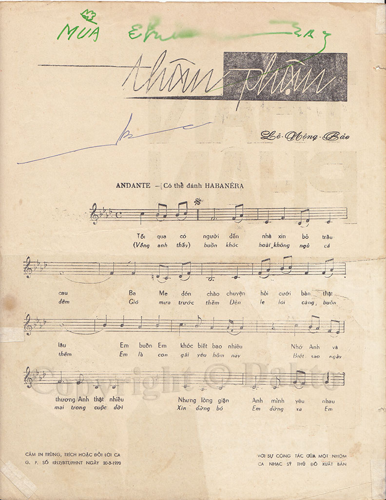 Sheet nhạc Thân phận - Trang 2