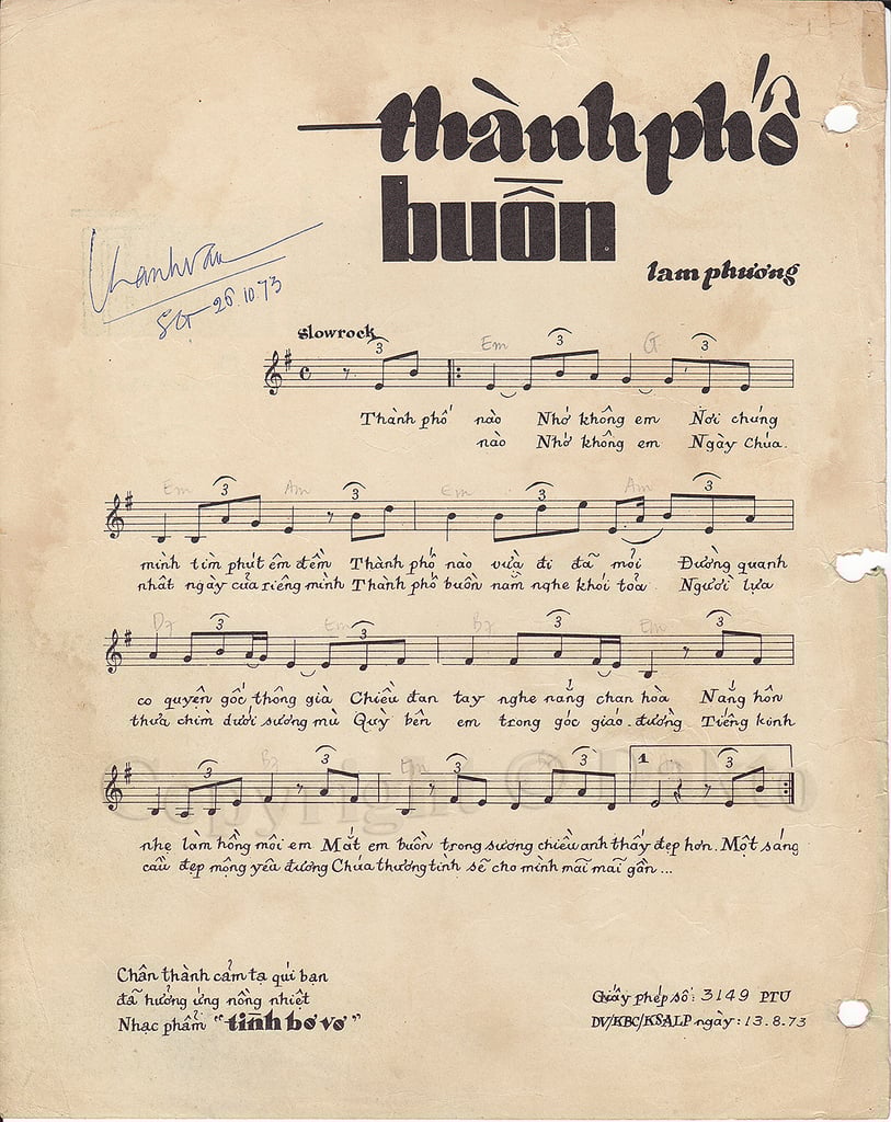 Sheet nhạc Thành phố buồn - Trang 2