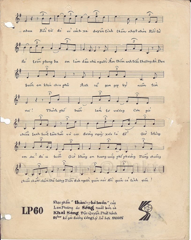 Sheet nhạc Thành phố buồn - Trang 3