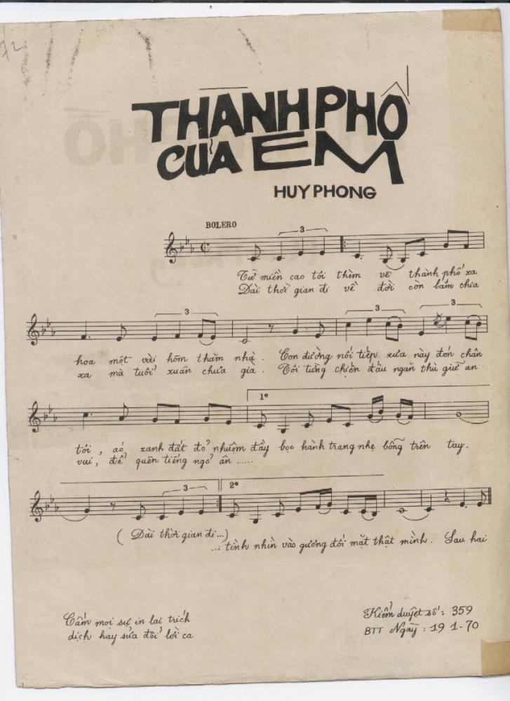 Sheet nhạc Thành phố của em - Trang 2