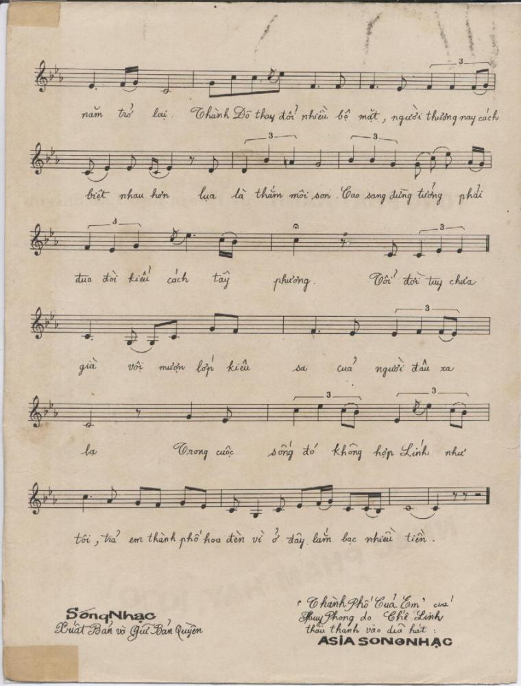 Sheet nhạc Thành phố của em - Trang 3