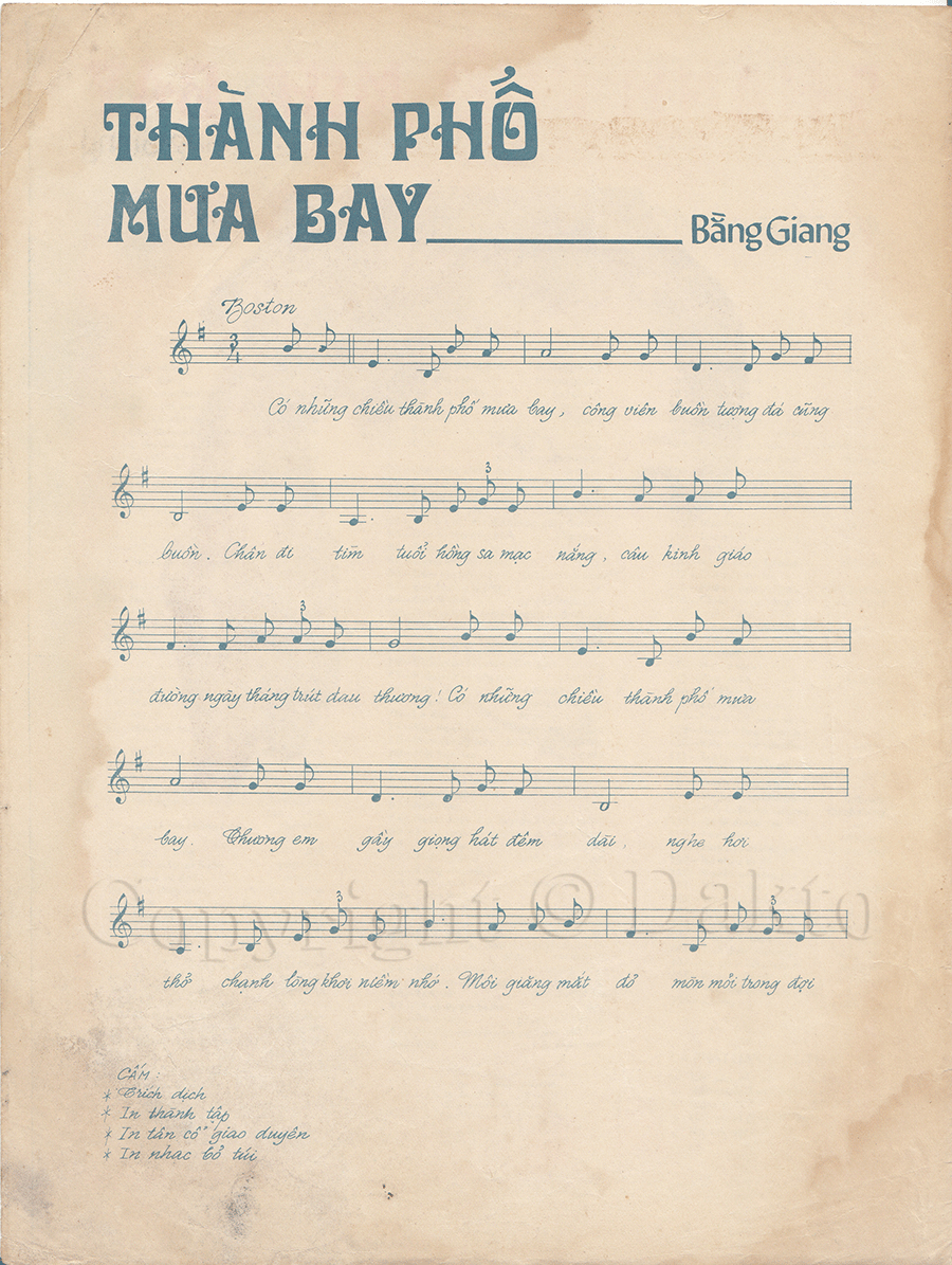 Sheet nhạc Thành phố mưa bay - Trang 2