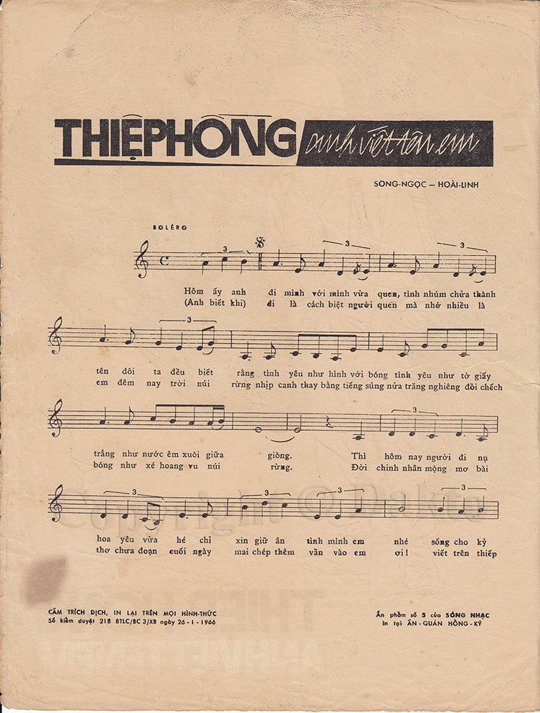 Sheet nhạc Thiệp hồng anh viết tên em - Trang 2