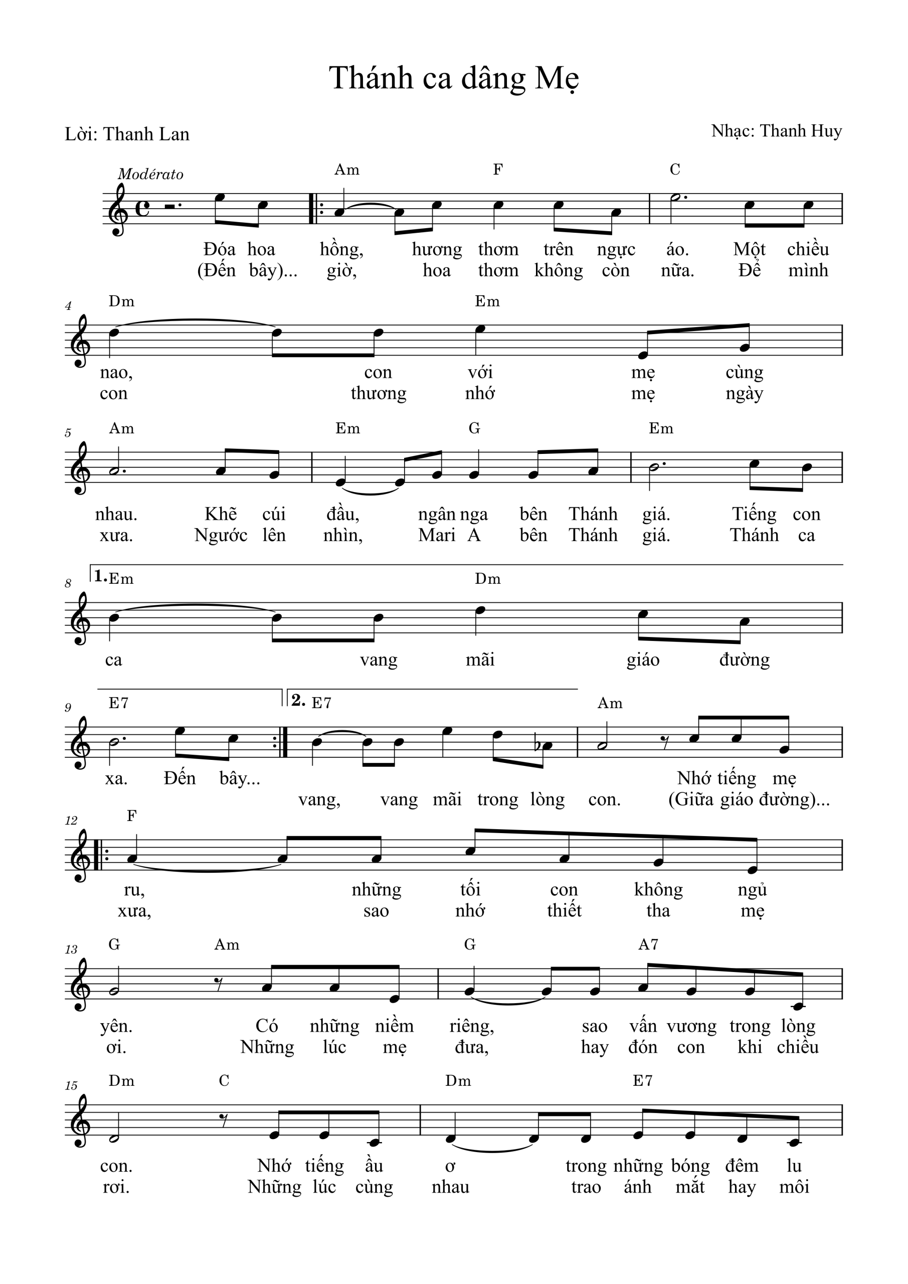 Sheet nhạc Thánh ca dâng Mẹ - Trang 1