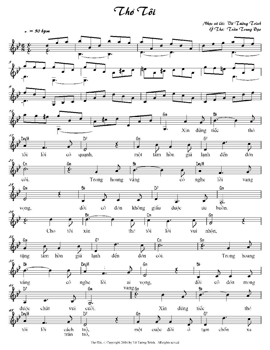 Sheet nhạc Thơ tôi - Trang 1