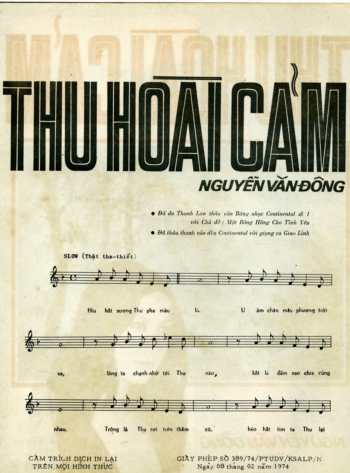 Sheet nhạc Thu hoài cảm - Trang 2