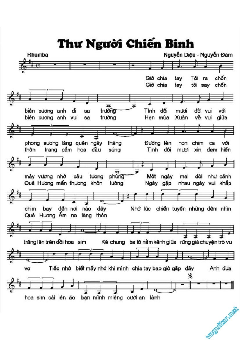 Sheet nhạc Thư người chiến binh - Trang 1