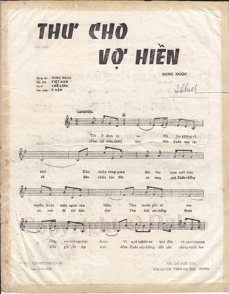 Sheet nhạc Thư cho vợ hiền - Trang 2