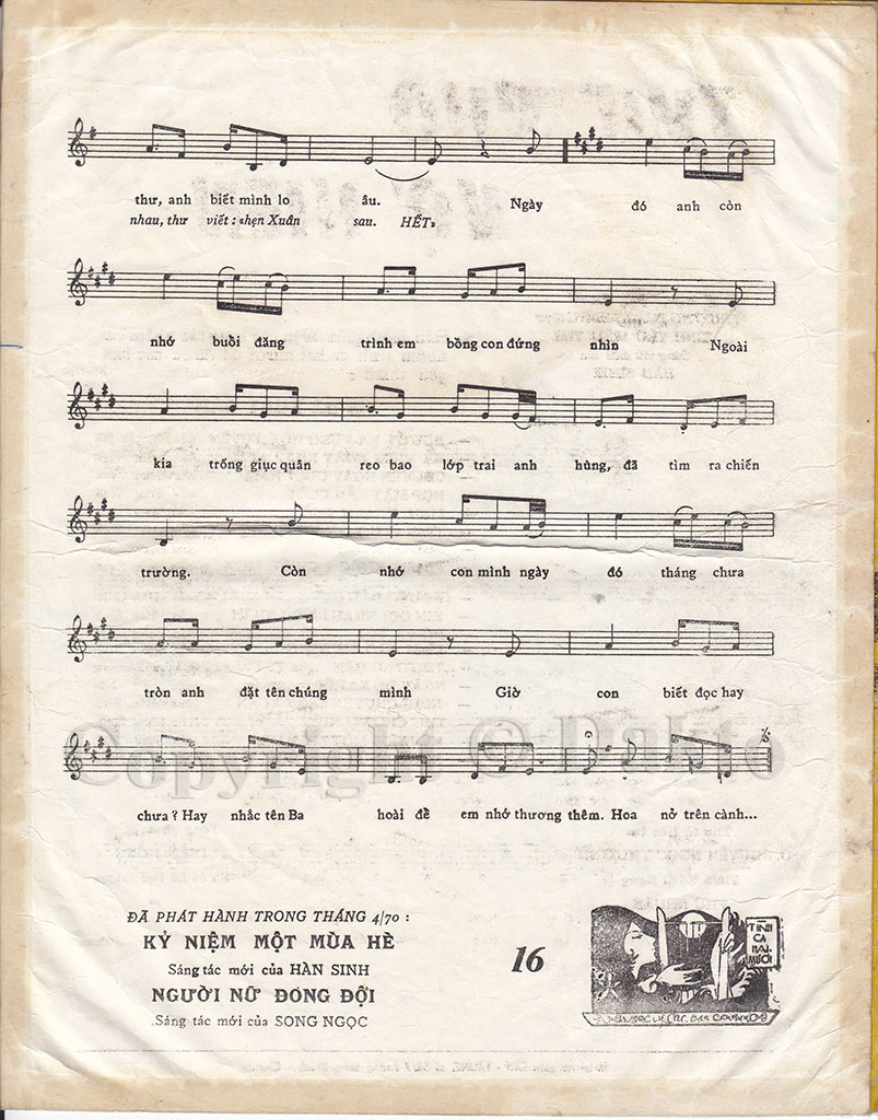 Sheet nhạc Thư cho vợ hiền - Trang 3